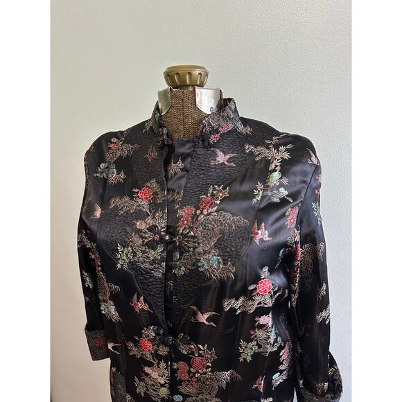 Vintage black chinese asian silk kimono robe size S